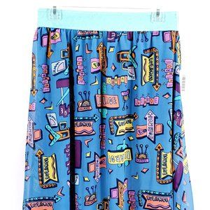 Lularoe Lola Skirt Women's M Multicolor All Over Lularoe Logo Road Signs Print